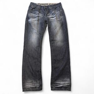 Y2K Distressed Grunge Express Rocco Slim Fit Low Rise Straight Leg Jeans 34 X 34